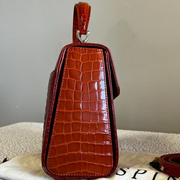 Aspinal of London Mayfair Bag Deep Shine Marmalade Ombre Croc - Picture 7 of 14